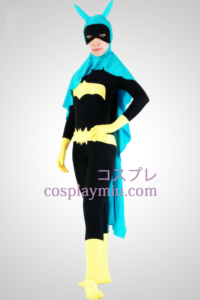 Bat Woman Lycra Superhero Zentai Suit Med Cape