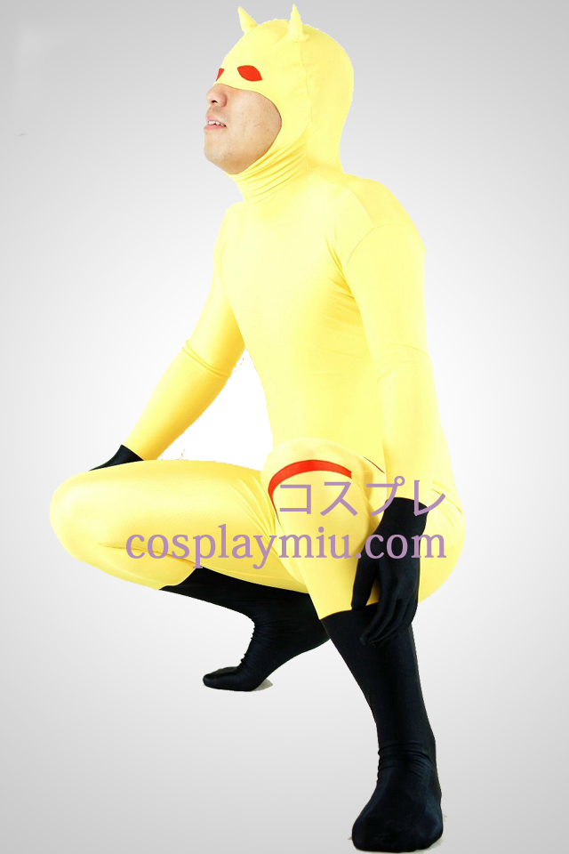 Gul Lycra Spandex Unisex Animal Zentai Suit Med Half Face Åpen