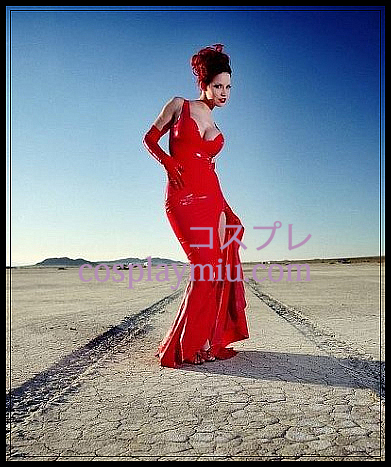 Red Sexy Kvinne Latex Long Dress