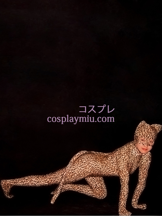 Lepard Skin Med Tail Lycra Spandex Zentai Suit