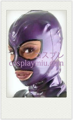 Sexy Purple Kvinne Latex maske med åpne øyne og munn