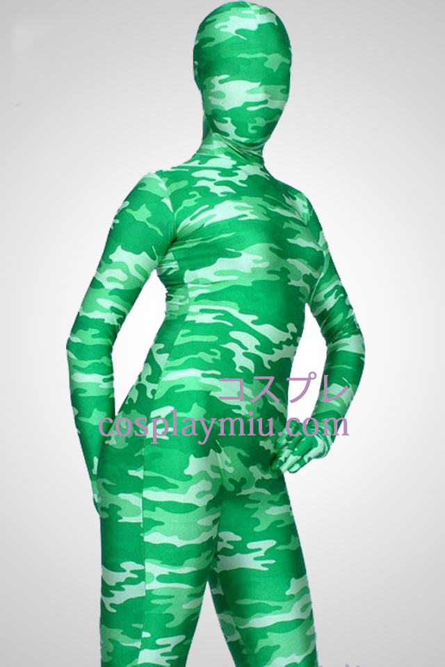 Lys grønn kamuflasje farge Lycra Spandex Zentai Suit