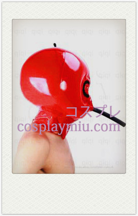 Red Oppblåsbar Latex Maske med Mesh og Air Tube