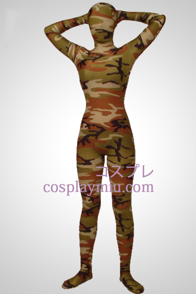 Army Green Camouflage Lycra Full Body Zentai Suit