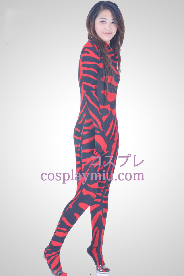 Rød og svart Unisex Lycra Spandex Zentai Suit