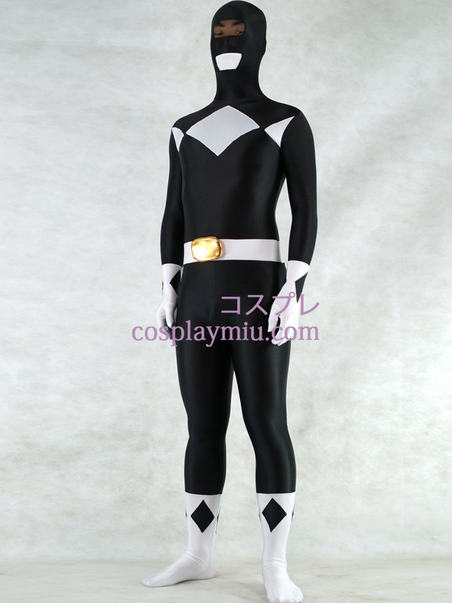 Hvit og svart Lycra Spandex Unisex Zentai Suit
