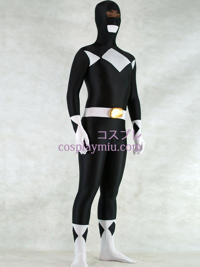 Hvit og svart Lycra Spandex Unisex Zentai Suit