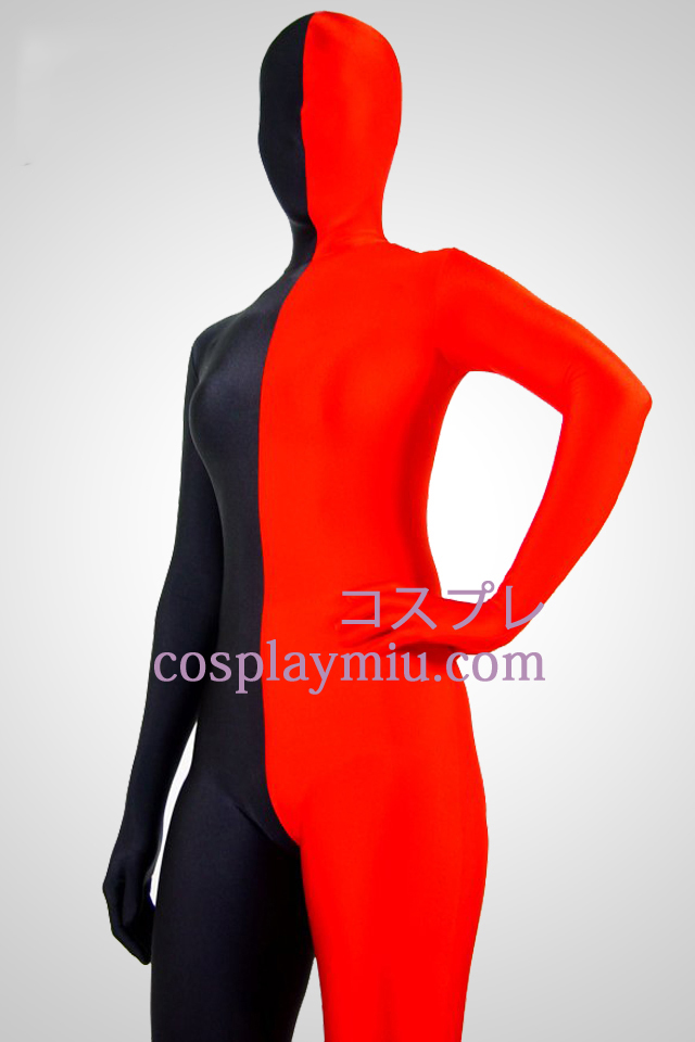 Rød og svart Lycra Spandex Unisex Zentai Suit