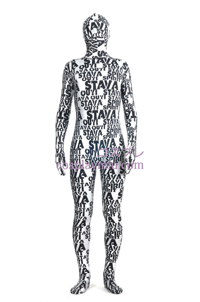 Letters Gold Maling Full Body Unisex Zentai Suit