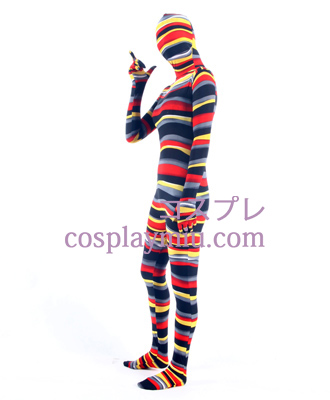 Stripete Multi-farge Lycra Zentai Suit