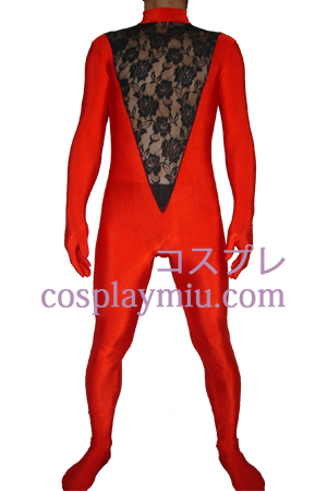 Red Sort Lycra Lace Zentai Suit
