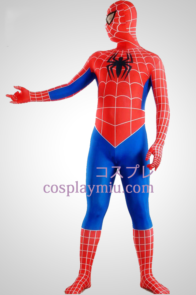 Red blå striper Lycra Spandex Spiderman Superhero Zentai Suit
