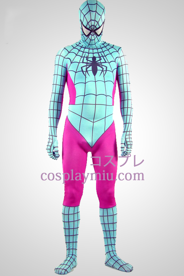 Lys grønn og rosa Lycra Spandex Spiderman Zentai Suit