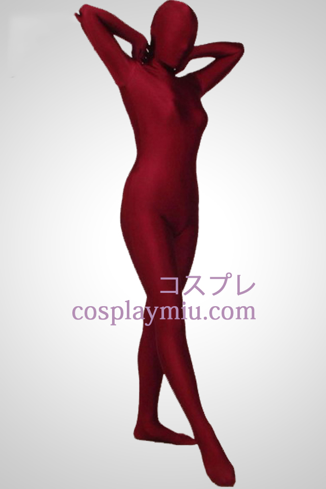 Mørk Red Full Body Lycra Spandex Zentai Suit