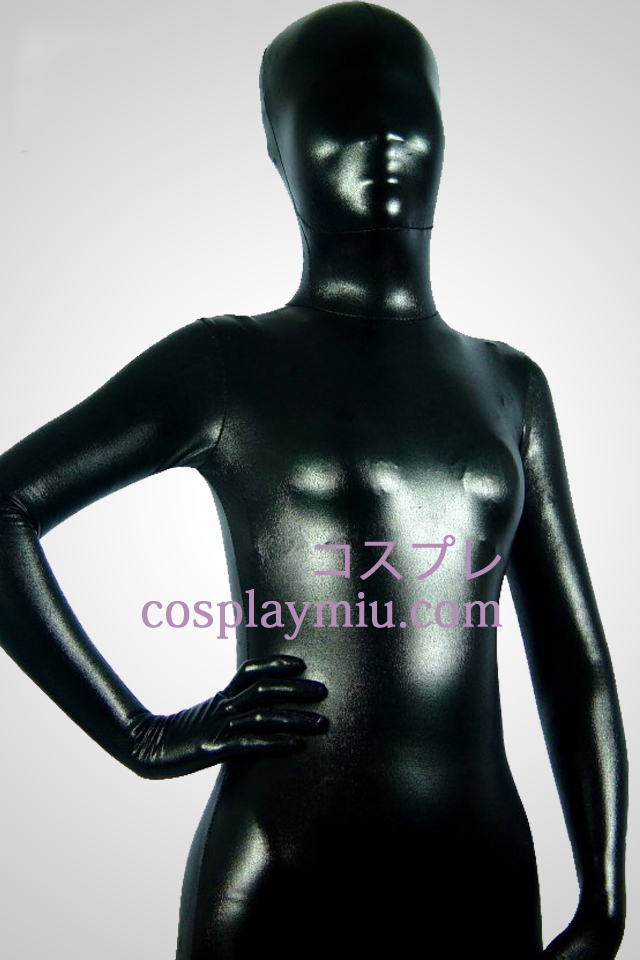Svart skinnende metallisk Zentai Suit