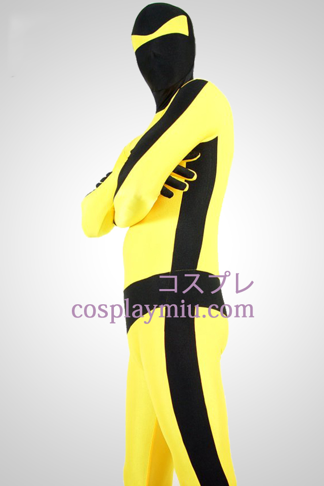 Gul og svart Bruce Lee Lycra Spandex Unisex Zentai Suit
