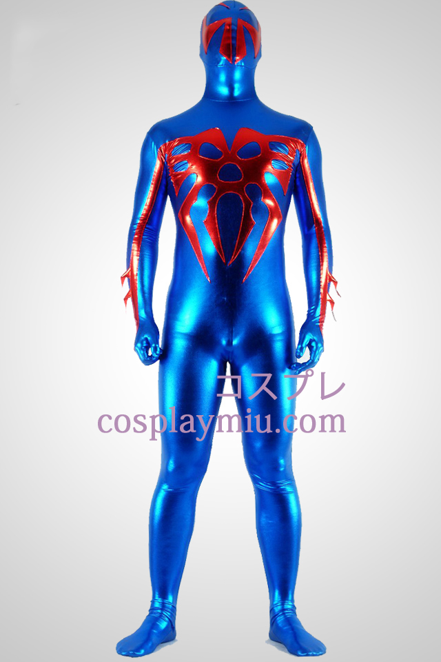 Shiny Metallic Blue og Red Spider Superhero Zentai Suit
