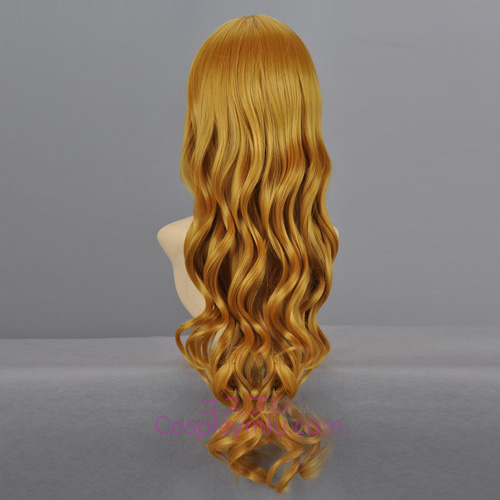 Touhou Prosjekt Kirisame Marisa Blond Long Curly Cosplay parykk